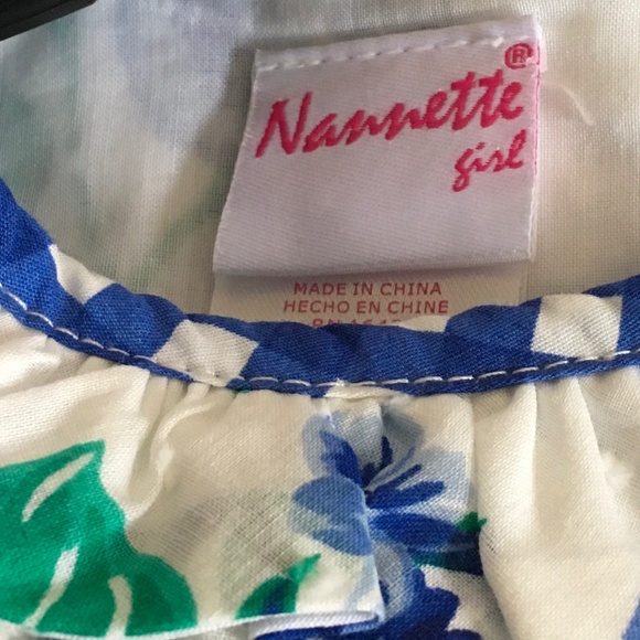 Nannette Girl Blue/White Floral Poly/Cotton Petticoat Flatter Sleeve Dress sz 5. - Picture 2 of 5